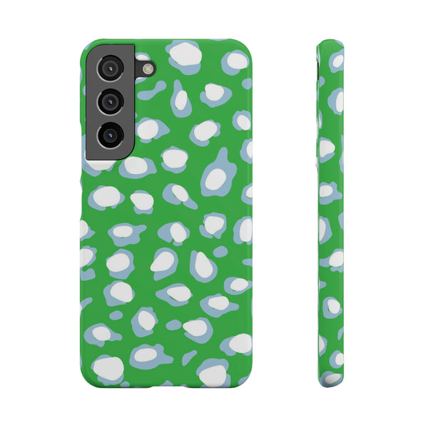 Preppy Leopard Kelly Green + Aqua Spots Protective Phone Case