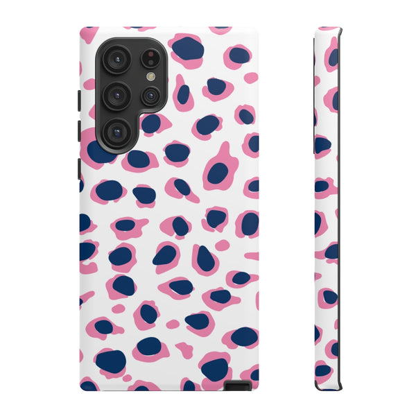 TOUGH Version Pretty Printing X Beautycounter Limited Edition Case Preppy Leopard Spots in Pink and Navy