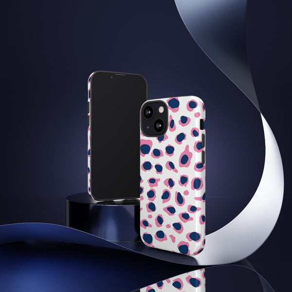 TOUGH Version Pretty Printing X Beautycounter Limited Edition Case Preppy Leopard Spots in Pink and Navy