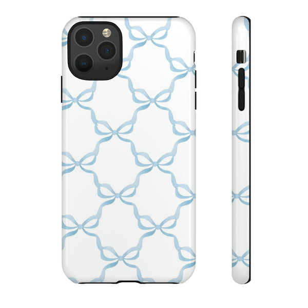 iPhone Tough Case Preppy Watercolor Bow Pattern Blue