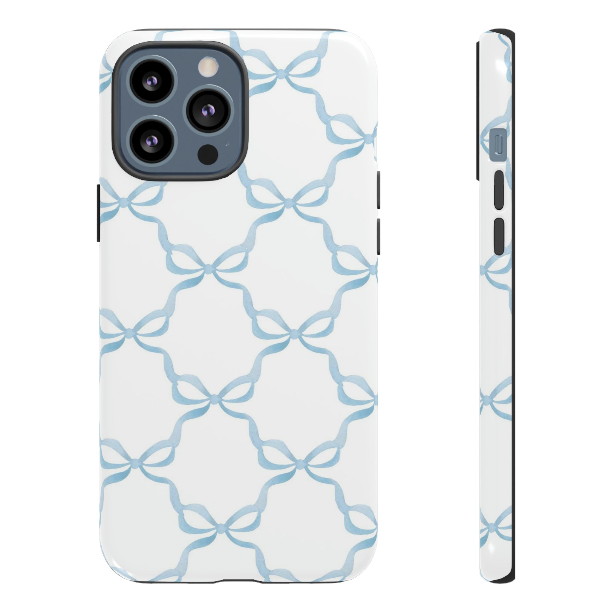 iPhone Tough Case Preppy Watercolor Bow Pattern Blue