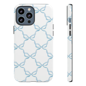 iPhone Tough Case Preppy Watercolor Bow Pattern Blue