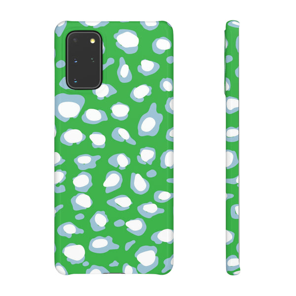 Preppy Leopard Kelly Green + Aqua Spots Protective Phone Case