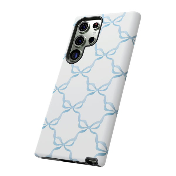 iPhone Tough Case Preppy Watercolor Bow Pattern Blue