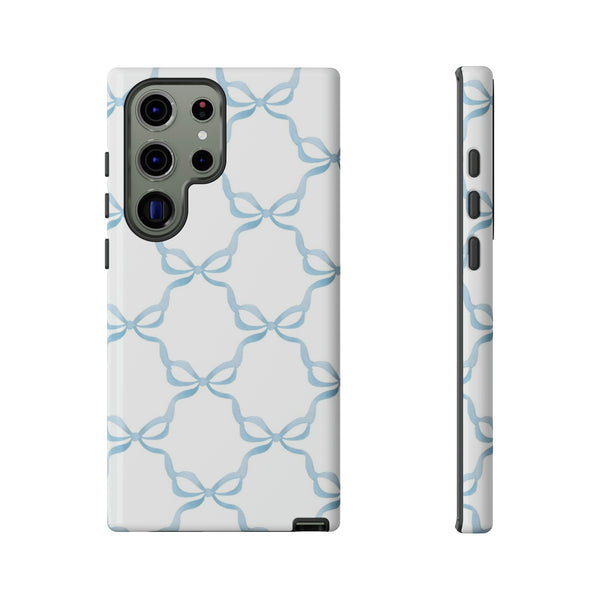 iPhone Tough Case Preppy Watercolor Bow Pattern Blue
