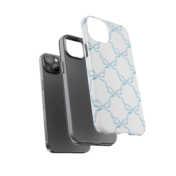 iPhone Tough Case Preppy Watercolor Bow Pattern Blue