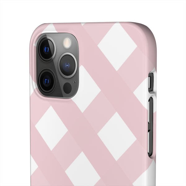 Gingham Blush + White Phone Case
