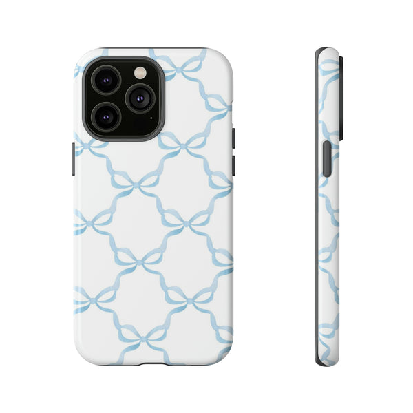 iPhone Tough Case Preppy Watercolor Bow Pattern Blue