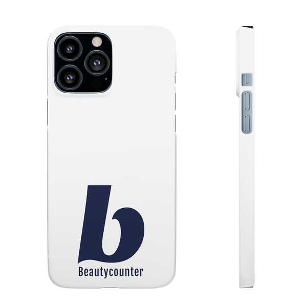 SLEEK Version Pretty Printing X Beautycounter Phone Case White with Navy Logo