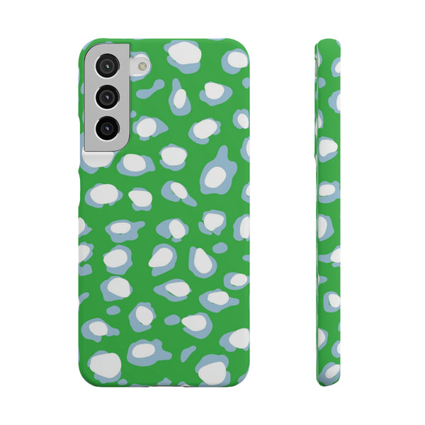 Preppy Leopard Kelly Green + Aqua Spots Protective Phone Case