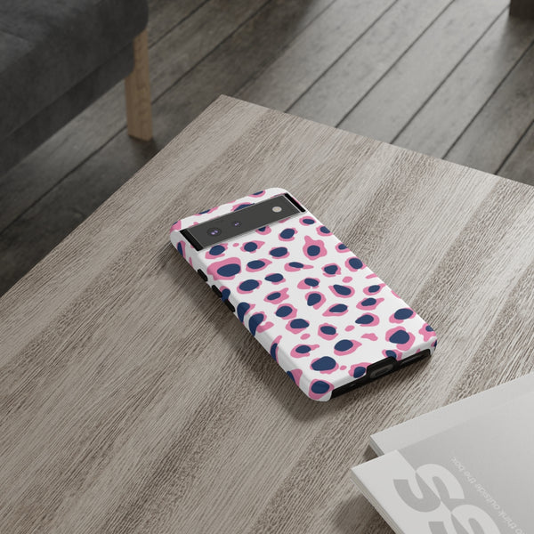 TOUGH Version Pretty Printing X Beautycounter Limited Edition Case Preppy Leopard Spots in Pink and Navy