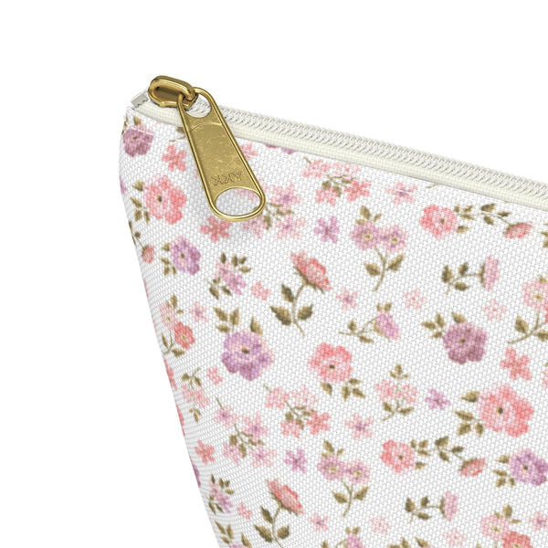 Preppy Floral Shabby Chic - Accessory Zip Pouch Available in Two Sizes