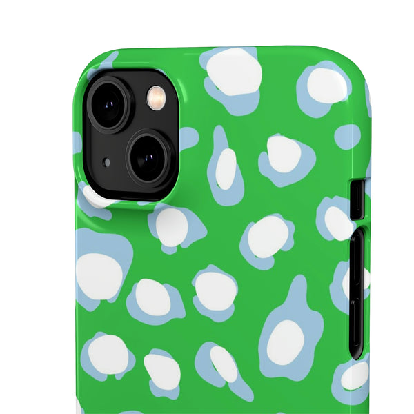 Preppy Leopard Kelly Green + Aqua Spots Protective Phone Case