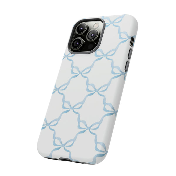 iPhone Tough Case Preppy Watercolor Bow Pattern Blue