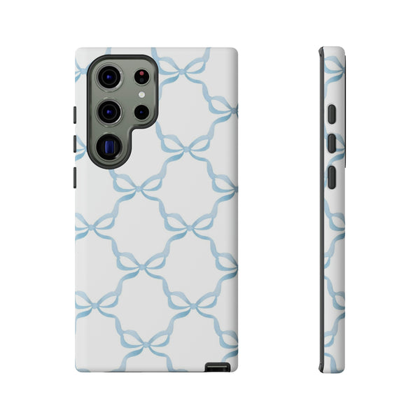 iPhone Tough Case Preppy Watercolor Bow Pattern Blue