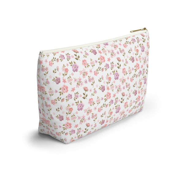 Preppy Floral Shabby Chic - Accessory Zip Pouch Available in Two Sizes