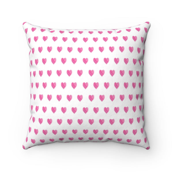 Preppy Watercolor Hearts Inspired in Pink pillow with insert - zip closure feminine teen room choose 14" 16" 18" or 20"
