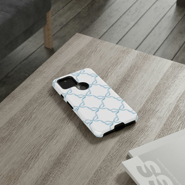 iPhone Tough Case Preppy Watercolor Bow Pattern Blue