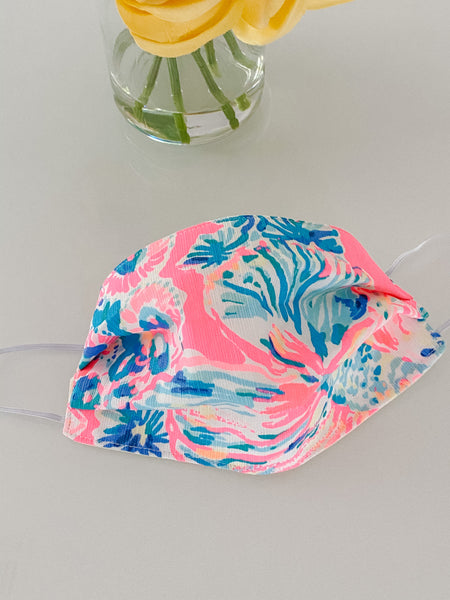 FACE MASK with filter - Palm Beach Print Pink