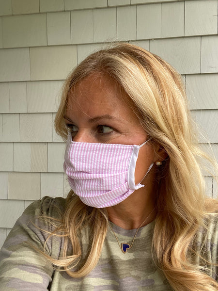 FACE MASK with filter - Seersucker Pink